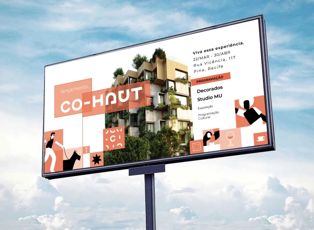 Mockup do outdoor da linha CO-HAUT.