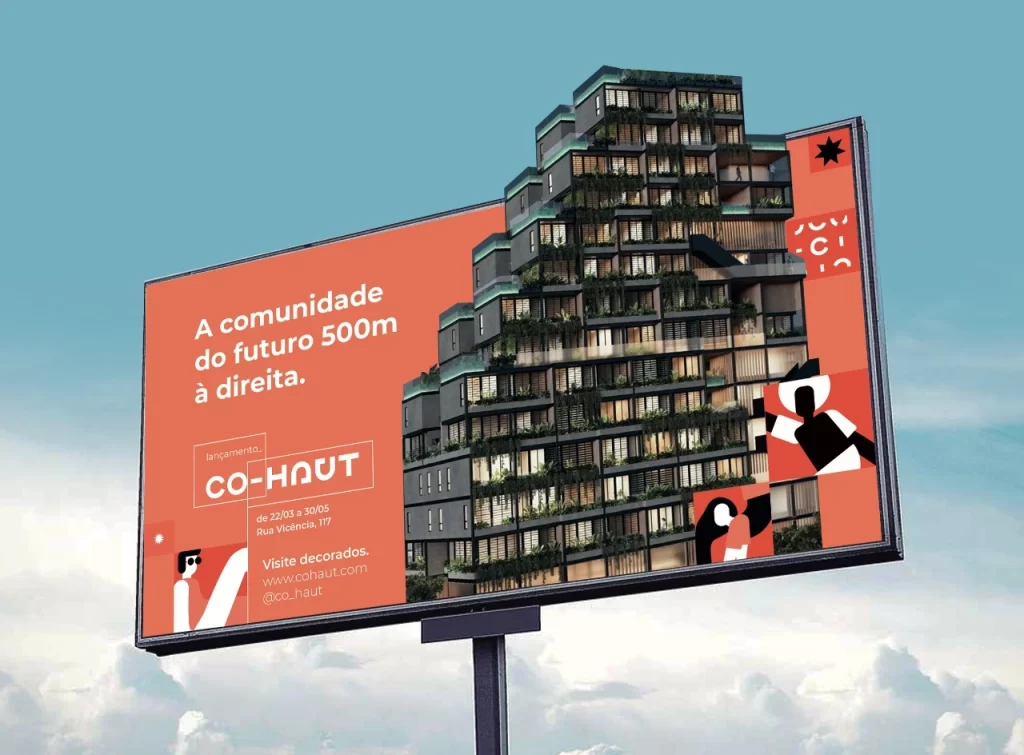 Mockup do outdoor da linha CO-HAUT.